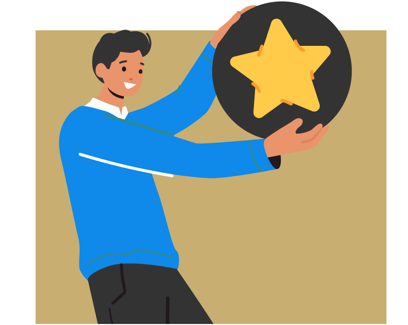 Business person holding a large star - iGaming. affiliate marketing