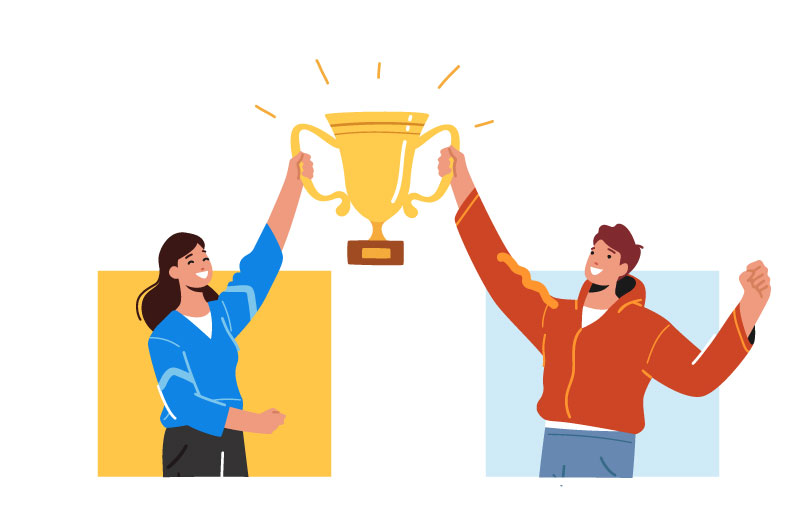 Two people celebrating an award win - iGaming, affiliate marketing
