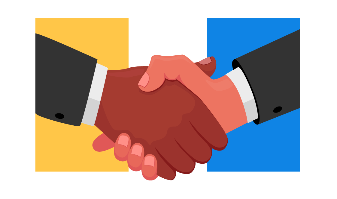 Two business people shaking hands - iGaming, affiliate marketing