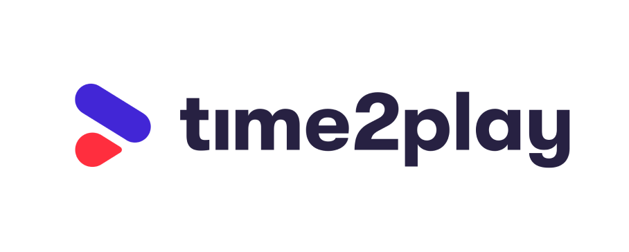 "time2play" logo in dark purple-black font on white background